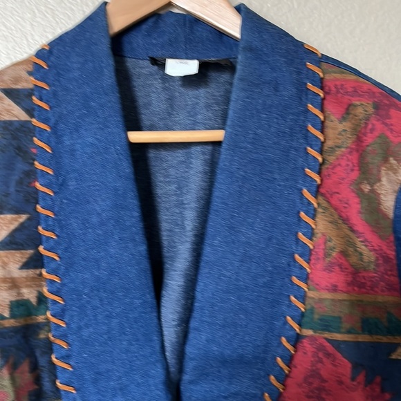 Diamond L Western Wear Patterned Denim Jean Jacket sz L - Picture 6 of 9